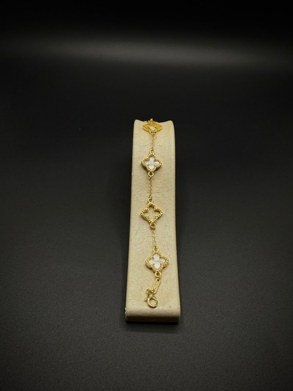 Kleeblatt Armband "gold-weiss"
