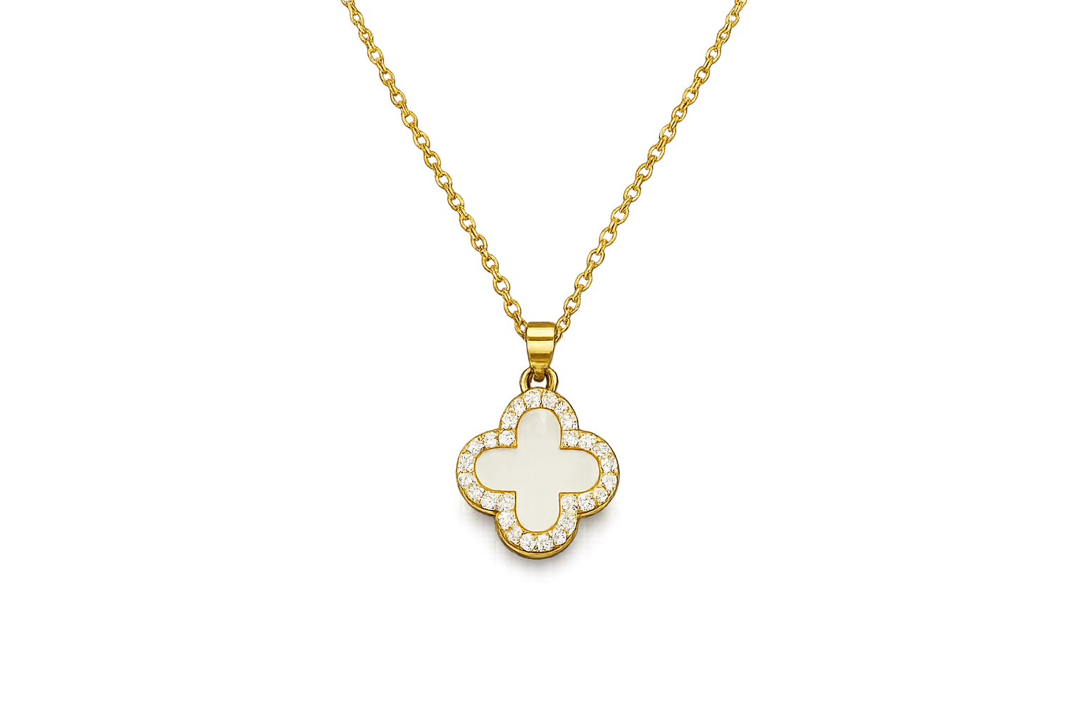 Kleeblatt Kette "weiß"